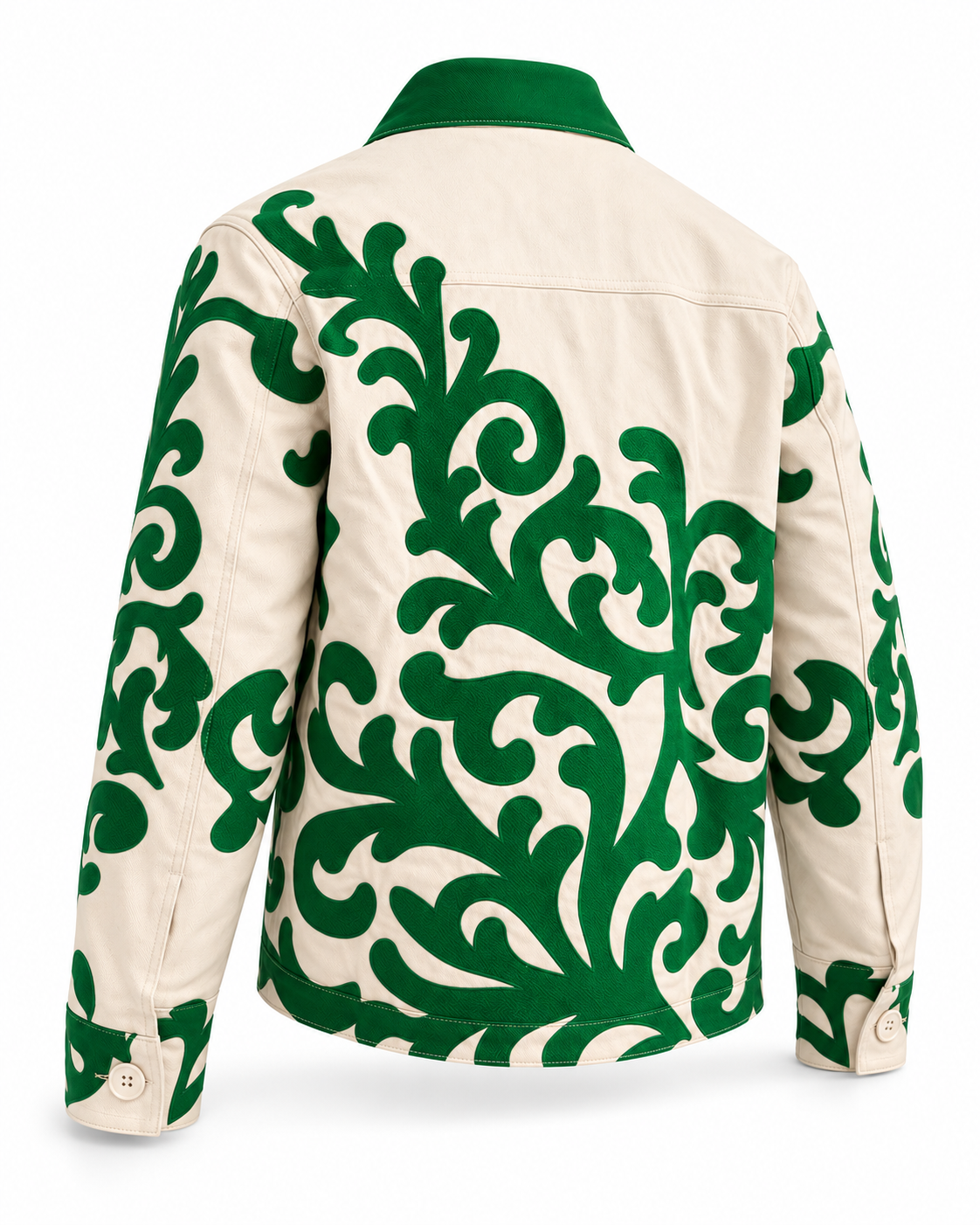 Insignia Jacket in cream and deep emerald